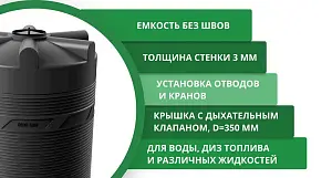 Вертикальная накопительная емкость V-6000 (Черный) 3